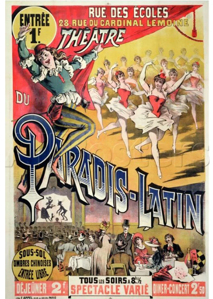 ancienne affiche paradis latin cabaret