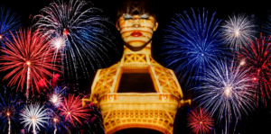 Artiste du Paradis Latin devant la Tour Eiffel, feu d'artifice 14 juillet Paris, croisière sur la Seine 13 juillet 2026